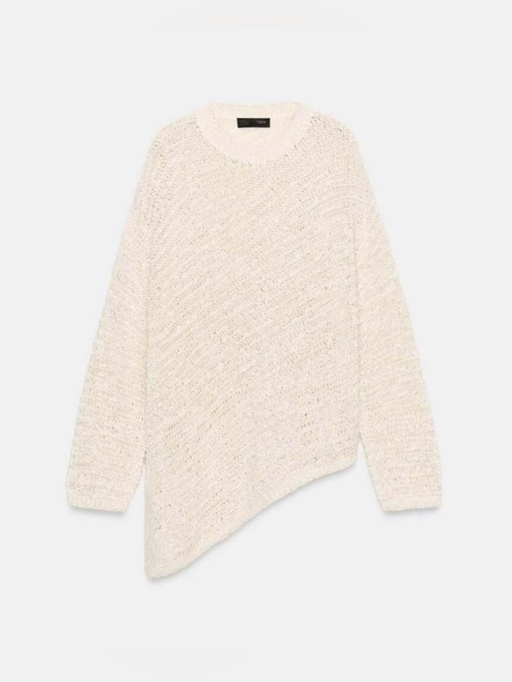 Zara Oversized Asymmetrical Knit Sweater Ecru White Size S